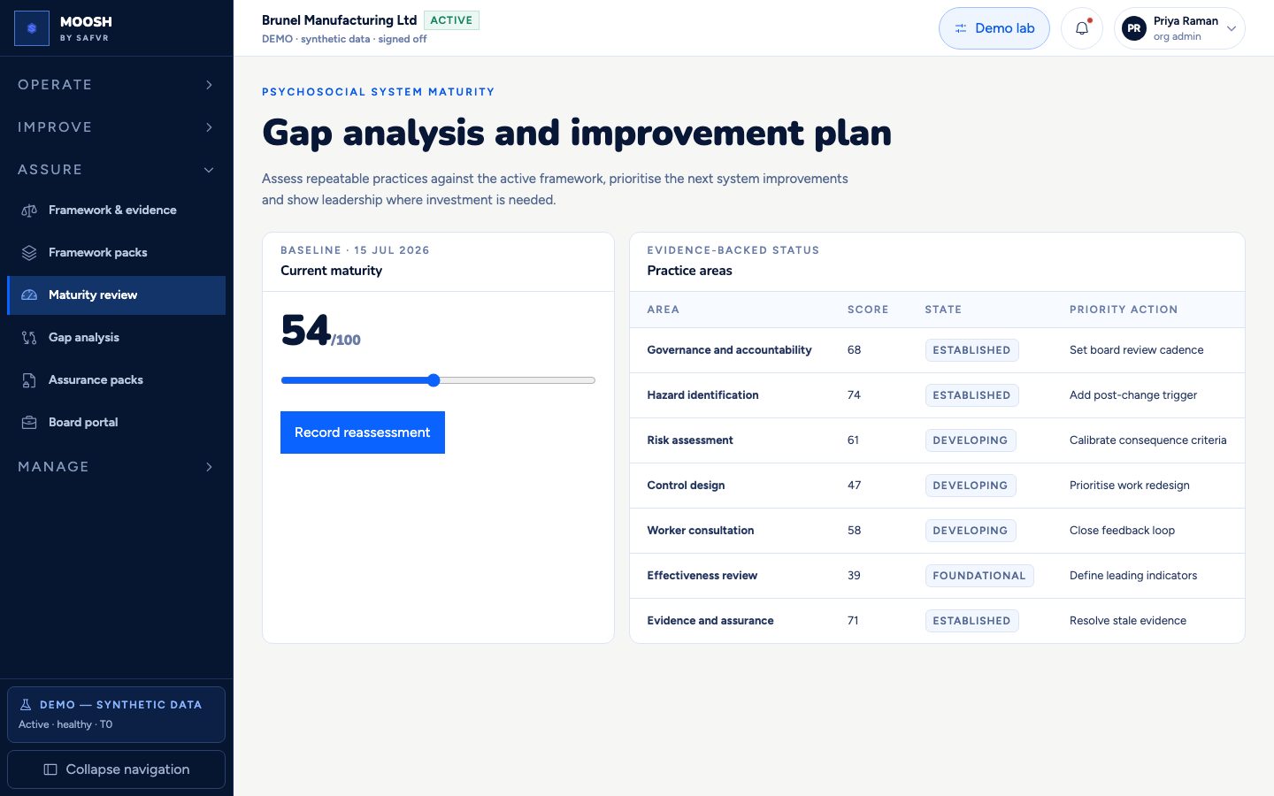 Maturity review screen