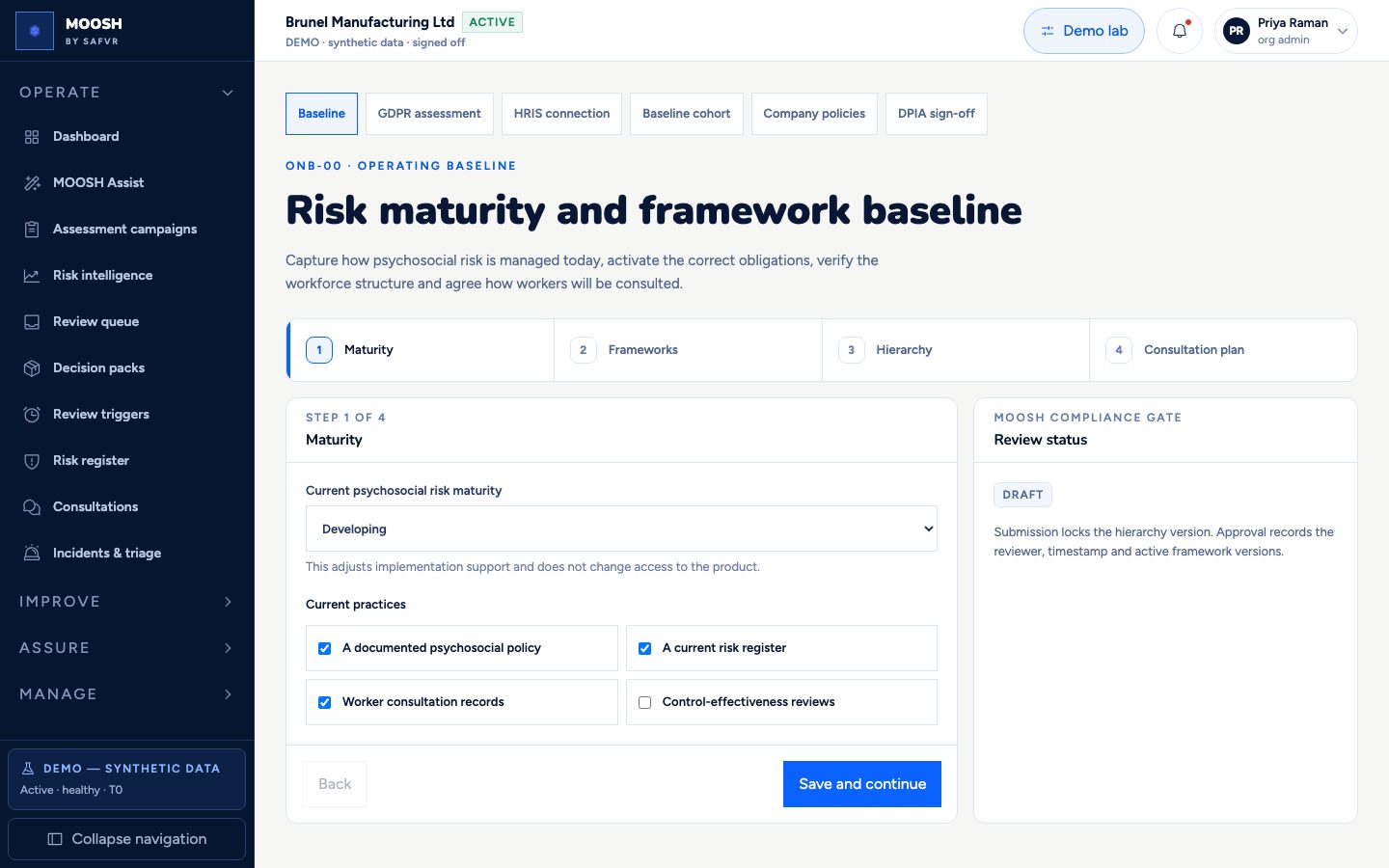 Baseline screen