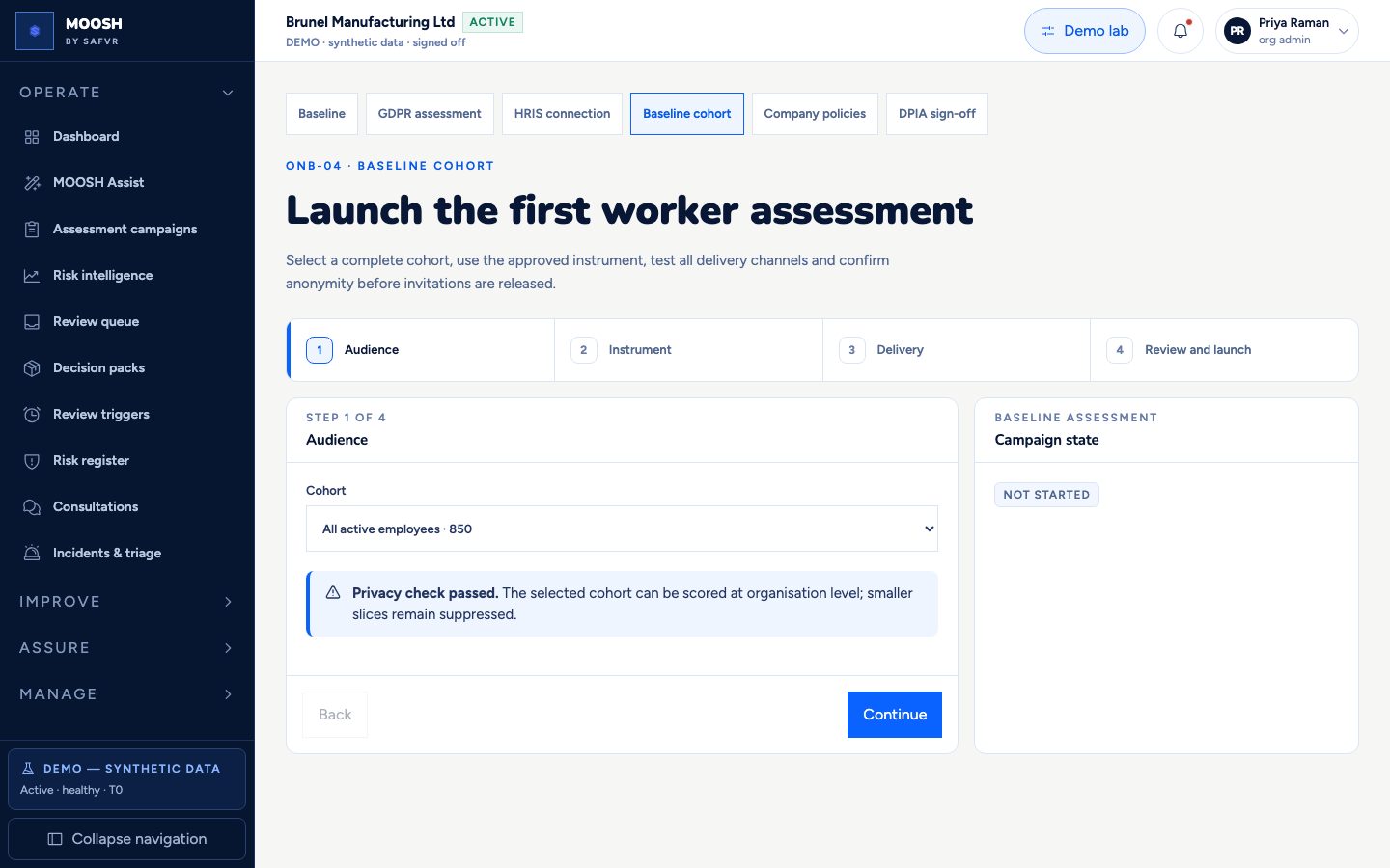 Baseline cohort screen